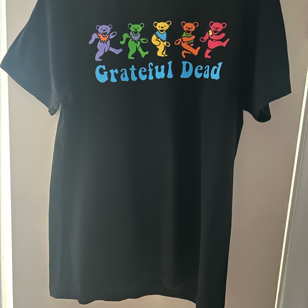 Grateful Dead Women's Black M short sleeve T-Shirt with Rainbow Dancing Bears